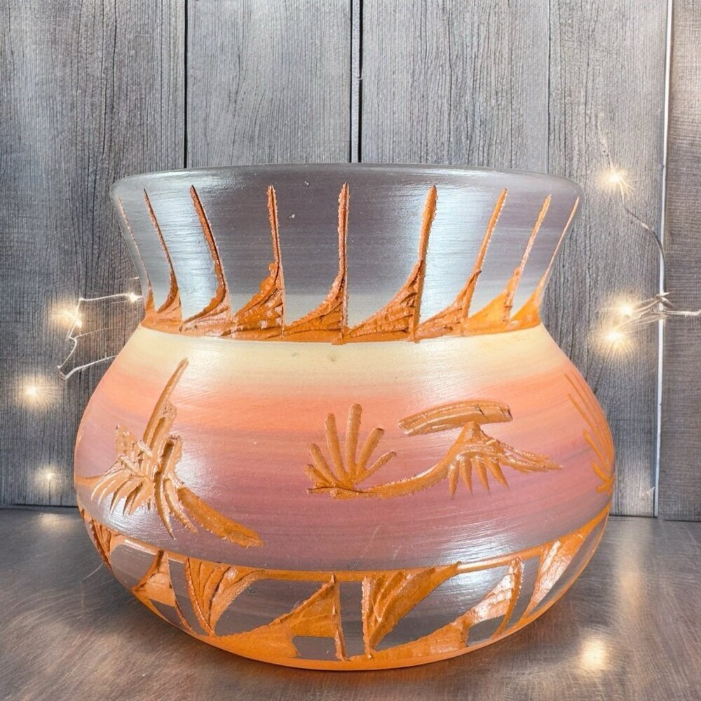 Mesa Verde Redware Pottery Navajo Vase Artist‎ Rockwell Signed Vessel Flower Pot